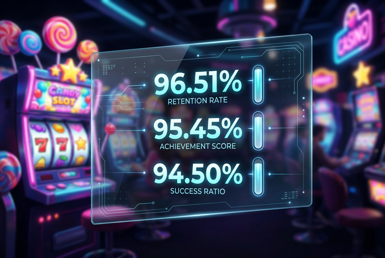 Digital visualization of different RTP percentages on a transparent screen.
